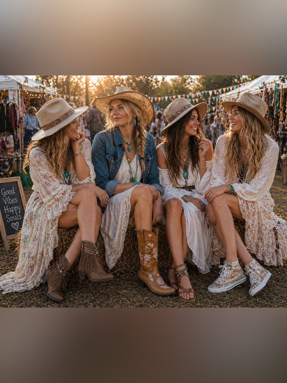 Boho Western Floral Cowboy Boots – Size 37 (6.5/7) | Embroidered